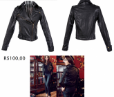 Imitação de couro Biker Jacket Brasão Lady